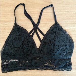 Xhilaration Black Lace Bra with Strappy Details